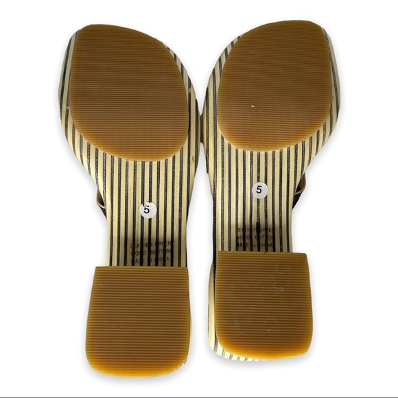 Vis a Vié Low Wooden Block Heel Mule Sandals Open Toe Cut Out Vamp - Picture 7 of 9